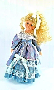 CATHAY 1 5000 Porcelain Doll Caucasian Girl Blonde Blue Eyes 17 inch Soft Body - Picture 1 of 10