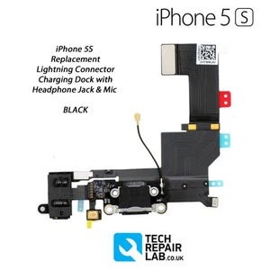 NEW Replacement iPhone 5S Charging Dock Port w/Headphone Jack - BLACK - Picture 1 of 3