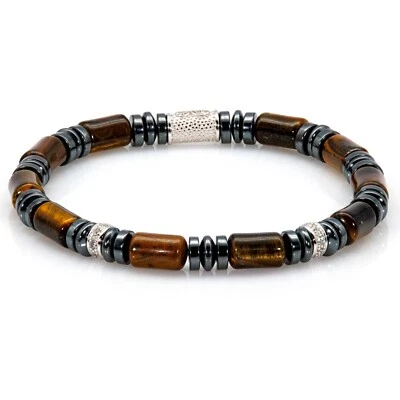 Perlenarmband Tigerauge Perlen 6mm 925 Sterling Silber MPIII - Bild 1 von 4