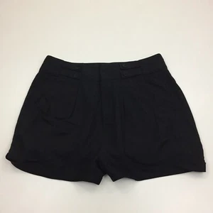 HELMUT LANG Black Button Waistband High Rise Cuffed Hem Shorts Womens sz 2 - Picture 1 of 10