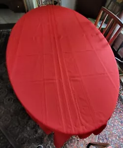 Tovaglia rettangolare 82"" X 60"" Copritavolo tessuto rosso SENZA DIFETTI NATALE - Foto 1 di 3