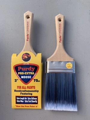 (2) PURDY PRO EXTRA MOOSE 3” FLAT BRUSHES *NEW* - Image 1 of 3