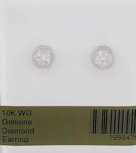 GENUINE DIAMOND STUD EARRING 10K GOLD - Free Certificate Appraisal - NWT - Picture 1 of 6