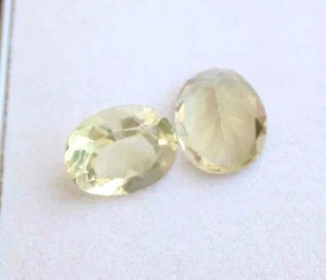 Natural Lemon Quartz Oval Faceted Cut Loose Gemstone Lot 2 Pcs 9.5*12 MM 7.90 CT - Picture 1 of 2