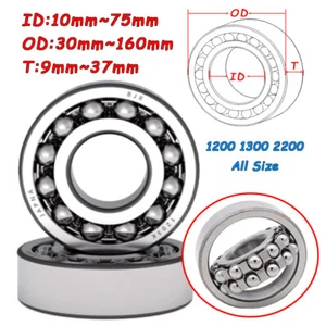 Self Aligning Ball Bearing 1200 1300 2200 All Size - Imagen 1 de 8