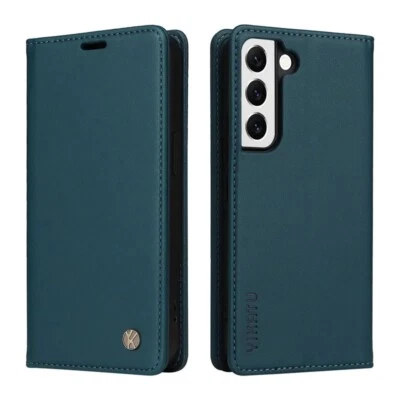 Cartera de cuero abatible con atracción magnética lisa estuche para teléfono celular soporte para tarjeta de crédito Foto 1 de 4