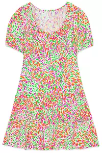 Damen Kleid - orange grünes Kleid mit Flamingo-Print - XL - Minikleid - Bild 1 von 3