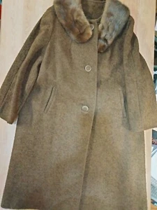 Betty Rose Vintage 1950 1960 braune Nerzkragen Jacke Größe L - Bild 1 von 10
