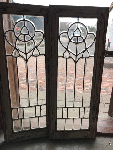 Sg 2072 Match Pair Antique All Beveled Glass Sidelight Windows 15.25 X 38.5 Cover
