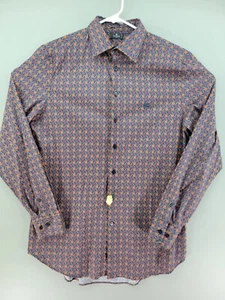 ETRO Shirt Mens 39 Button Up Long Sleeve Geometric Print Milano ITALY Stretch - Picture 1 of 13