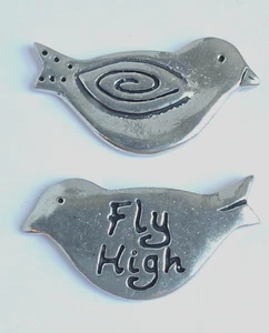 Basic Spirit Handcrafted in Canada Pewter Token Charm BIRD "FLY HIGH" - Picture 1 of 3