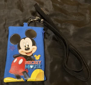Disney Parks Mickey Mouse ID Zippered Pouch with Lanyard EUC - Picture 1 of 2