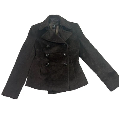 GUESS Jacket Womens XS Alpaca Wool Brown Double Breast Button Down Y2K VTG - Image 1 of 4