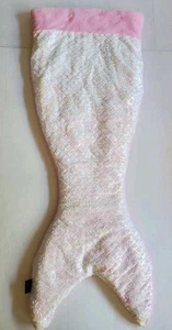 Cynthia Rowley Kinder Meerjungfrau Schwanz Kuschel Schlafsack Plüsch weiß rosa Pailletten  - Bild 1 von 14