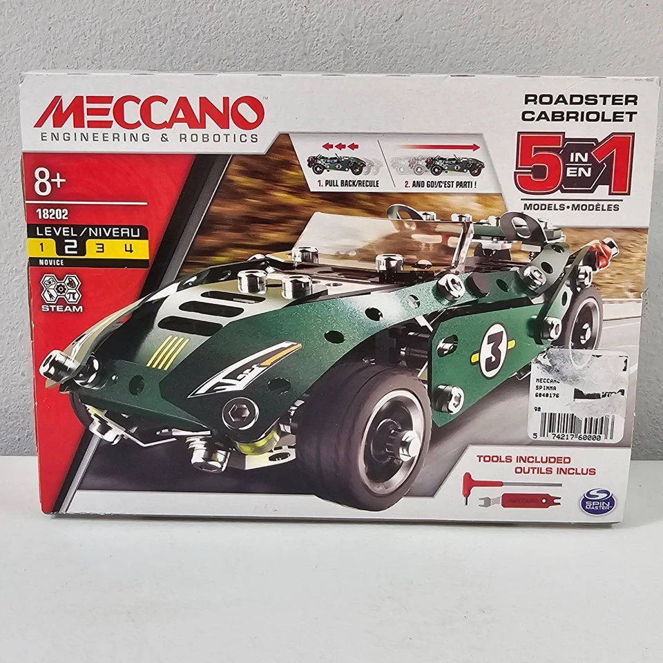 Meccano Roadster Cabriolet 5 in 1 Level 2 Novice Metal Car Model Stem