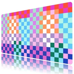 Tapis de bureau à carreaux coloré esthétique pastel pour clavier et souris tapis de bureau - Photo 1/6