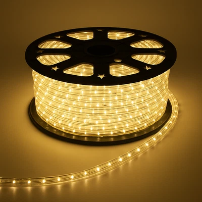 Bobina 50 metri TUBO LED luminoso luce bianca Calda 220v IP65 LUCE FISSA 2pin - Immagine 1 di 4