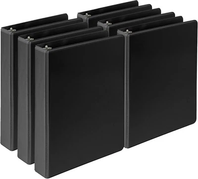 Samsill 4 Inch 3 Ring Binder Black 6 Pack Eco Friendly School and Office Use - Image 1 of 4