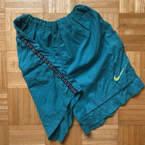 Vintage Nike Nylon Shorts Mens Large 90s White Tag Running Track Teal Aztec - Picture 1 of 8