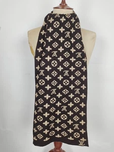 Sciarpa sciarpa invernale Louis Vuitton originale vintage lana nero/beige - Foto 1 di 5
