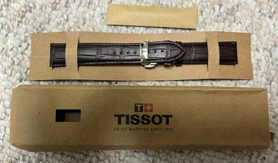 Auténticos tacos de correa de cuero marrón Tissot 21 mm T852045399 NUEVO Foto 1 de 4