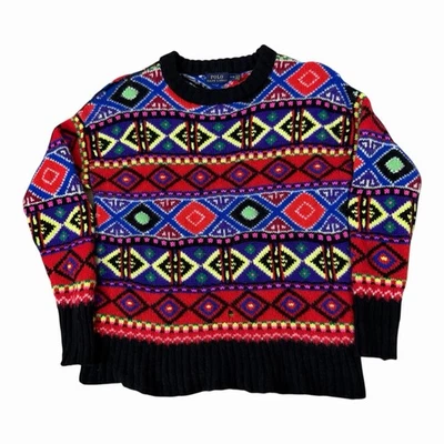 Polo Ralph Lauren Wool Cashmere Knitted Sweater Women Medium Argyle Aztec Nordic - Image 1 of 4