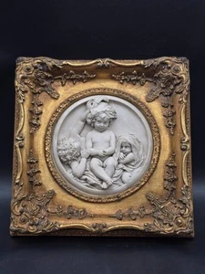 Enrico Braga Perfugium Regibus Marble Cherub Relief/Gilt Frame/Italy/c.1880 - Picture 1 of 12