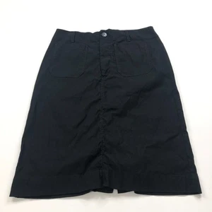 Maeve Anthropologie Large (Fits 32 In) Viscose Button Zip Knee Skirt Black MINT - Picture 1 of 8