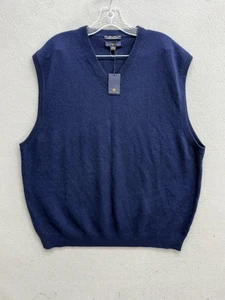 Neu mit Etikett Club Room Herren blau feines Kaschmir V-Ausschnitt Pullover Pulli Weste Größe XXL - Bild 1 von 11