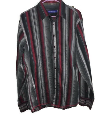Georg Roth Of Los Angeles Stripped Shirt XL Extra Large Red Black White Stripes - Image 1 of 3