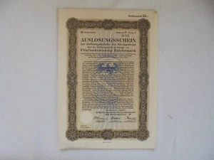 Auslosungsschein, Rheinprovinz über 25 Reichsmark (1927) - Bild 1 von 1