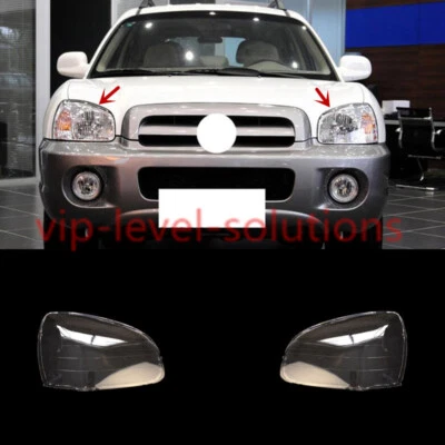 Para Hyundai Santa Fe 2001-2006 Un par de lentes de faros cubierta transparente + pegamento sellador Foto 1 de 4