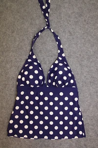 TANKINI OBERTEIL TOP GRÖSSE S DUNKELBLAU WEISS GEPUNKTET MIT PADS - Picture 1 of 2
