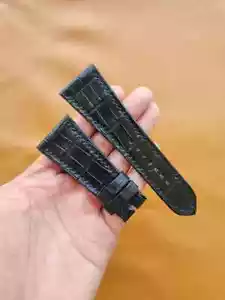 Black 30/20mm Genuine Exotic Leather Skin Watch Strap Band For BVL OCTO 41 S - Picture 1 of 18