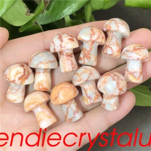 10pcs Natural Meat stone Mushroom Quartz Crystal Mineral 1" Gem Reiki Healing - Picture 1 of 12