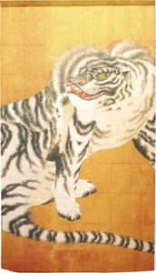 MARUYAMA OKYO Noren Tapestry Japanese Door Curtain White Tiger Japan 150x85cm - Bild 1 von 12