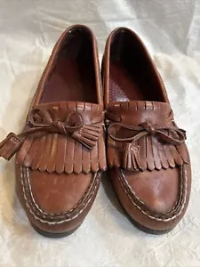 Zapato Mocasín Dexter Hecho en EE. UU. Cuero Marrón Borla Sin Cordones Mujer 6 o Niño Talla 4 - Imagen 1 de 4