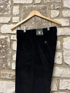 Berle 100% Cotton Regent Corduroy Pants Size 30 Dark Navy Blue Unhemmed NWT - Picture 1 of 6