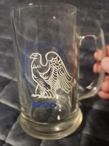 Vintage American Revolution Bicentennial 1776-1976 Mug Clear Glass Stein EAGLE - Picture 1 of 7