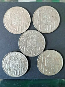 5 X 1966 Round Silver 50 Cent Pieces - Picture 1 of 4