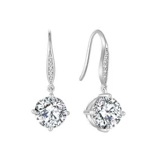 ReyMey Moissanite 5ct (2.5 each) Dangle Earrings Sterling Silver Rhodium Plated - Picture 1 of 8