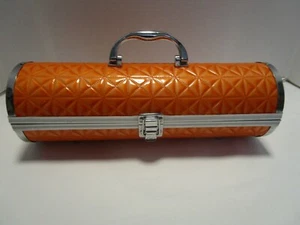 VTG. Bottle Purse Carrier Holder Faux Orange Quilted Gala Design footed 13" Wide - Picture 1 of 7