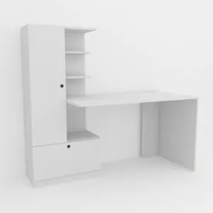 Schreibtisch Weiß Computertisch Ablage Bürotisch PCTisch Arbeitstisch Regal 4975 - Bild 1 von 4
