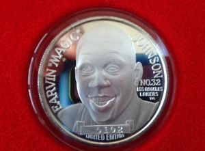 Earvin Magic Johnson 9888 Most Assists in NBA Proof Silver Art Medal E1242 - Picture 1 of 4