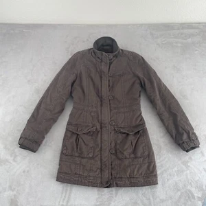 Vintage Abercrombie & Fitch Coat Jacket Women Medium Brown Faux Fur Lining Y2K - Picture 1 of 11
