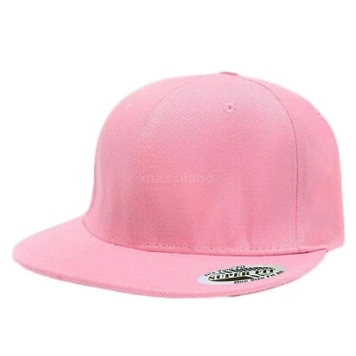 Men Snapback Hat Classic Trucker Style Flat Brim Baseball Cap Solid Plain Hats - Image 1 of 4