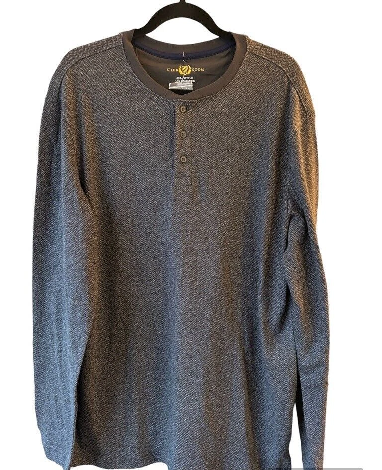 NWT Club Room Mens Long Sleeve Henley Shirt Large Tall - Image 1 of 4