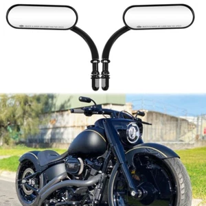 2x Black Motorcycle Rear View Mirrors For Harley Davidson Cruiser Fatboy Custom - Picture 1 of 14