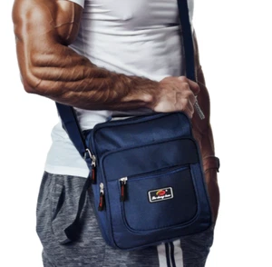 Borsa Borsello Uomo LUDONG Tracolla Grande Porta Cellulare Lavoro Tela blu ipad - Foto 1 di 10