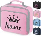 Personalised Girls Lunch Bag Childrens School Insulated Glitter Crown Snack Box